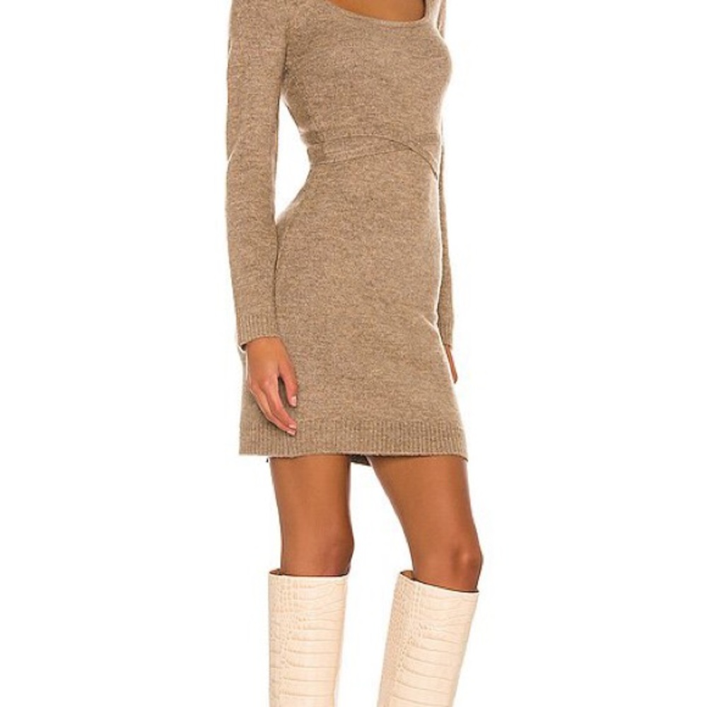 Revolve Line and Dot Megan Sweater Dress XS Beige Camel